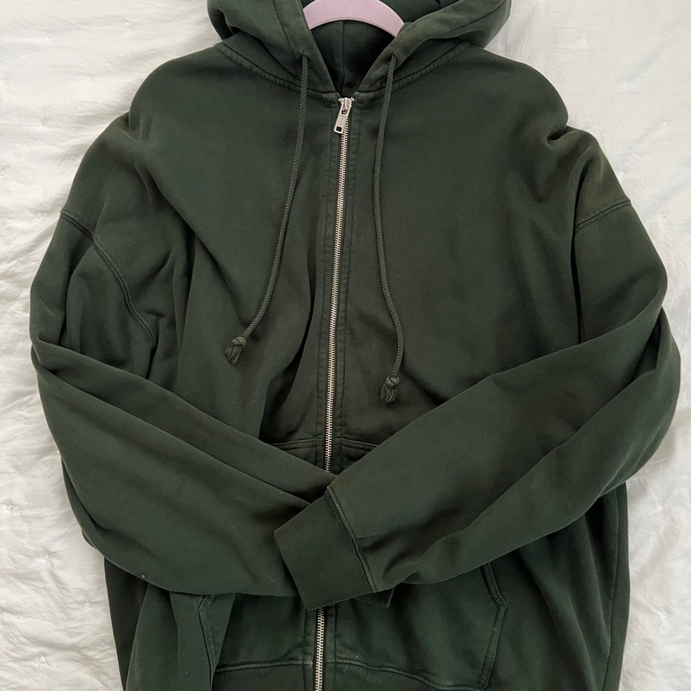 Brandy Melville forest green christy zip up hoodie